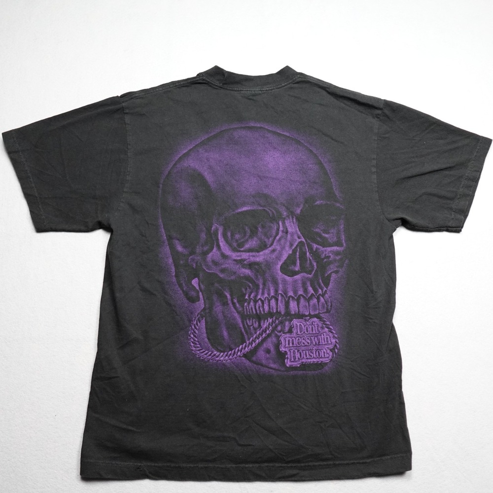 Shaka Wear T-Shirt Mens L Black Skull Don't Mess With Houston Throwback Graphic